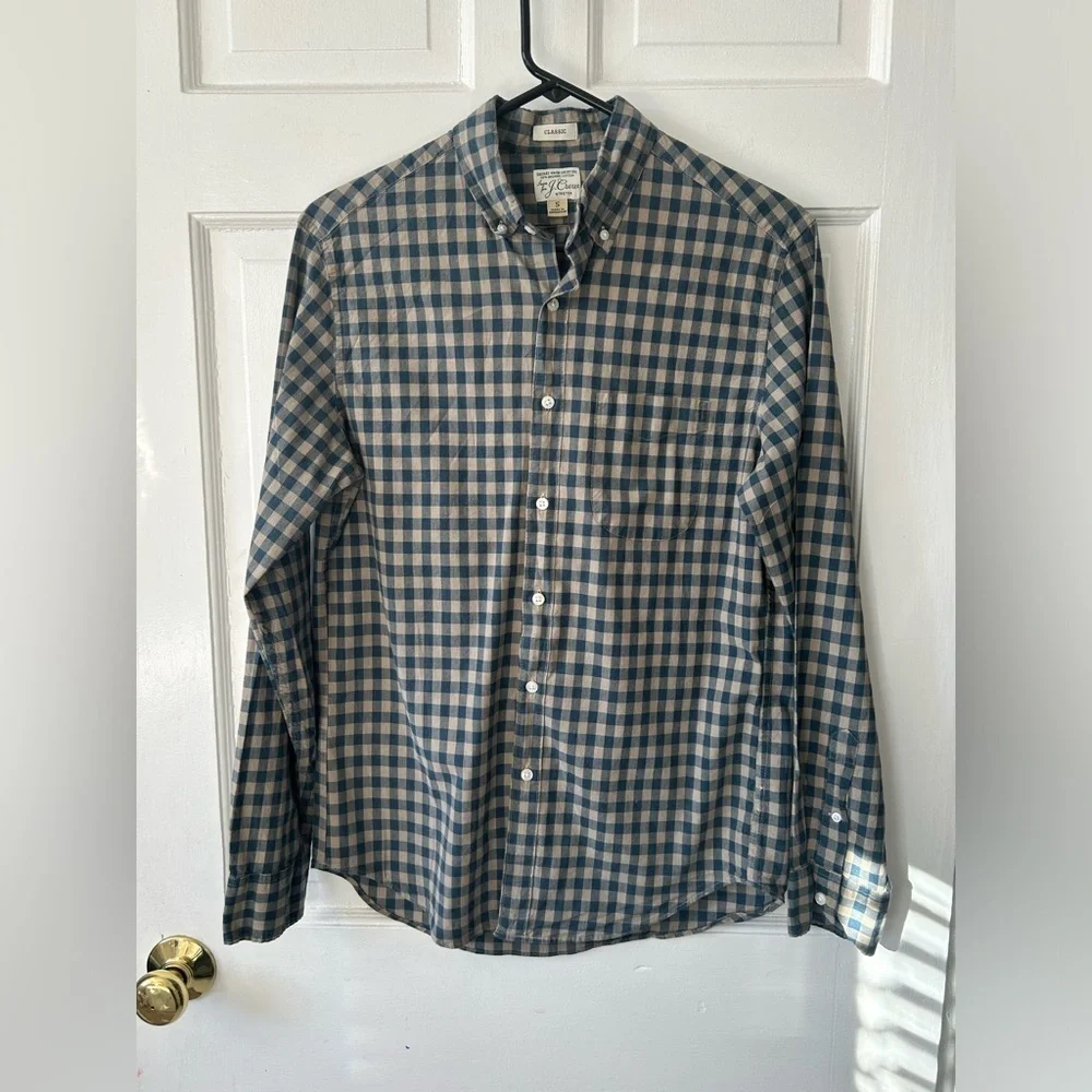 Classic Vintage J. Crew Men’s Button-Down Sz S | Blue and Beige | Secret Wash